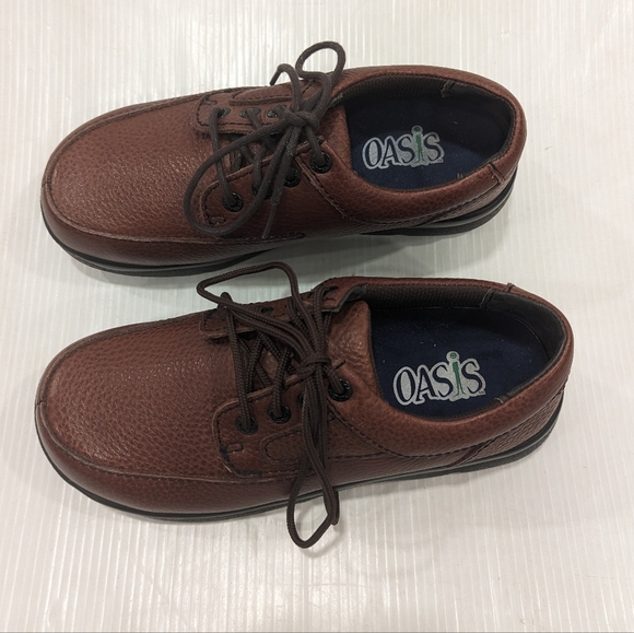 OASIS men\'s brown leather comfort loafers walking shoes size 8 wide main image 12